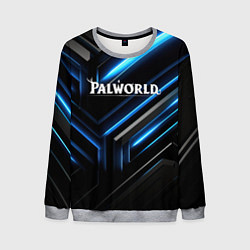 Свитшот мужской Palworld logo black blue neon abstract, цвет: 3D-меланж
