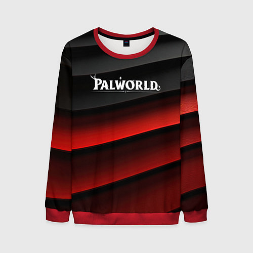 Мужской свитшот Palworld logo black red abstract / 3D-Красный – фото 1