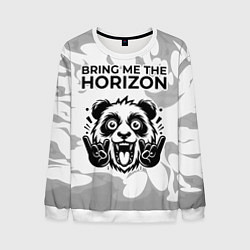 Мужской свитшот Bring Me the Horizon рок панда на светлом фоне