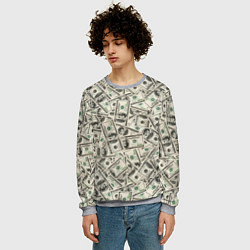 Свитшот мужской Деньги - 100 долларовые купюры, цвет: 3D-меланж — фото 2