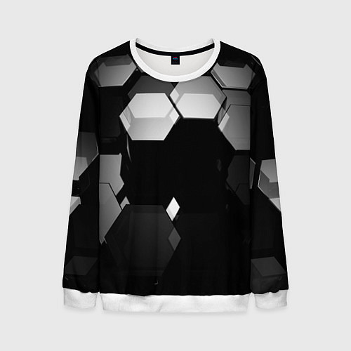 Мужской свитшот Нано соты шестиугольник / 3D-Белый – фото 1