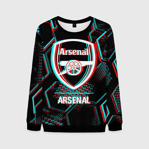 Мужской свитшот Arsenal FC в стиле glitch на темном фоне / 3D-Черный – фото 1
