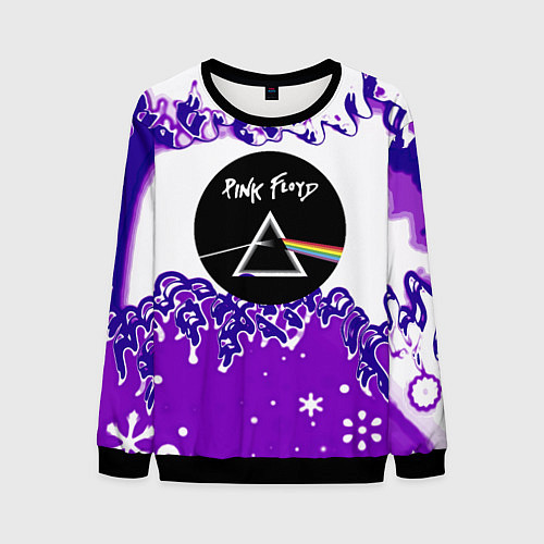 Мужской свитшот Pink floyd violet splash / 3D-Черный – фото 1