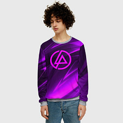 Свитшот мужской Linkin park neon stripes logo, цвет: 3D-меланж — фото 2