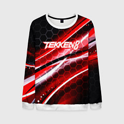 Свитшот мужской Tekken 8 огненное лого файтинг, цвет: 3D-белый