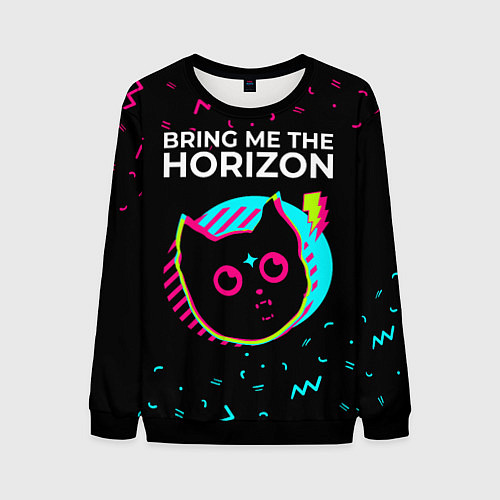 Мужской свитшот Bring Me the Horizon - rock star cat / 3D-Черный – фото 1