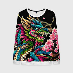 Свитшот мужской Irezumi - Japanese dragon ai art, цвет: 3D-белый
