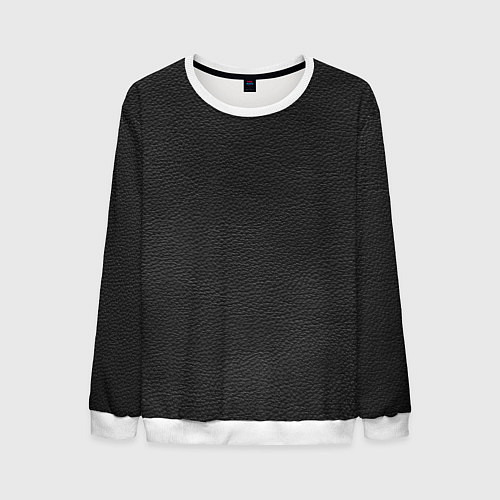 Мужской свитшот Чёрная мятая кожа / 3D-Белый – фото 1