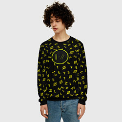 Свитшот мужской Twenty one pilots pattern rock yellow, цвет: 3D-черный — фото 2