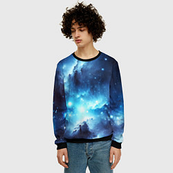Свитшот мужской Космический голубой пейзаж, цвет: 3D-черный — фото 2