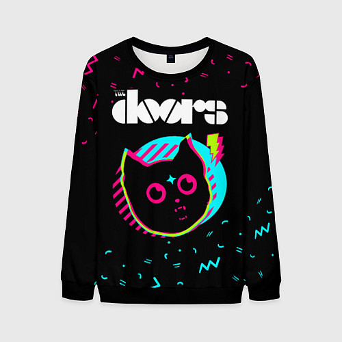Мужской свитшот The Doors - rock star cat / 3D-Черный – фото 1