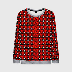 Свитшот мужской Узор из треугольников с чёрной обводкой красный, цвет: 3D-меланж
