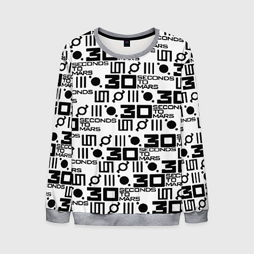 Мужской свитшот Thirty Seconds to Mars pattern rock / 3D-Меланж – фото 1