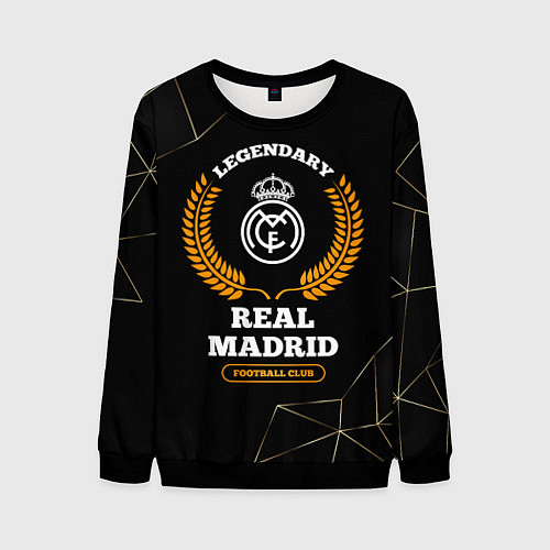 Мужской свитшот Лого Real Madrid и надпись legendary football club / 3D-Черный – фото 1