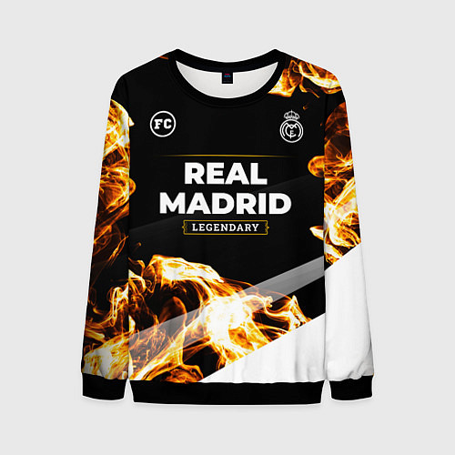Мужской свитшот Real Madrid legendary sport fire / 3D-Черный – фото 1