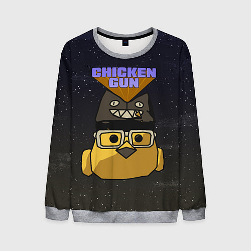 Мужской свитшот Chicken gun space / 3D-Меланж – фото 1