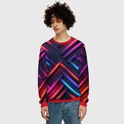 Свитшот мужской Неоновый узор пластины, цвет: 3D-красный — фото 2