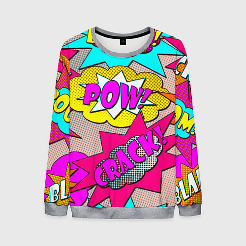 Мужской свитшот Pop art - pow / 3D-Меланж – фото 1