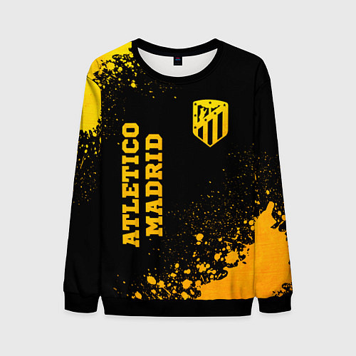 Мужской свитшот Atletico Madrid - gold gradient вертикально / 3D-Черный – фото 1