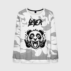 Мужской свитшот Slayer рок панда на светлом фоне