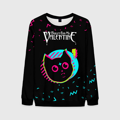 Мужской свитшот Bullet For My Valentine - rock star cat / 3D-Черный – фото 1