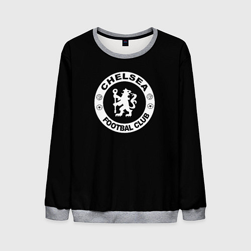 Мужской свитшот Chelsea fc белое лого / 3D-Меланж – фото 1