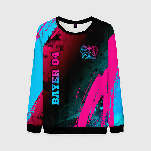 Мужской свитшот Bayer 04 - neon gradient вертикально / 3D-Черный – фото 1