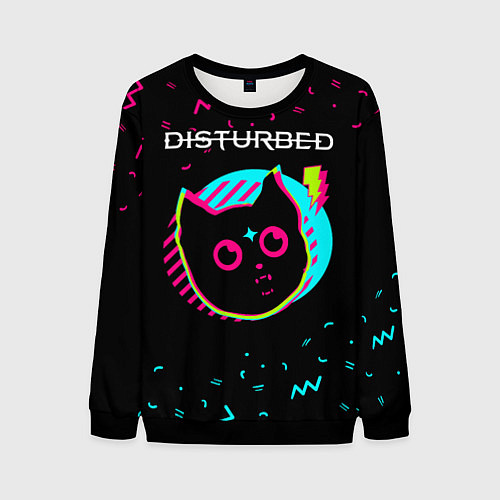 Мужской свитшот Disturbed - rock star cat / 3D-Черный – фото 1