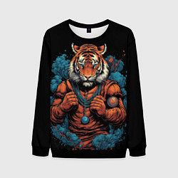 Мужской свитшот Муай - Тай тигр в стойке боевые искусства