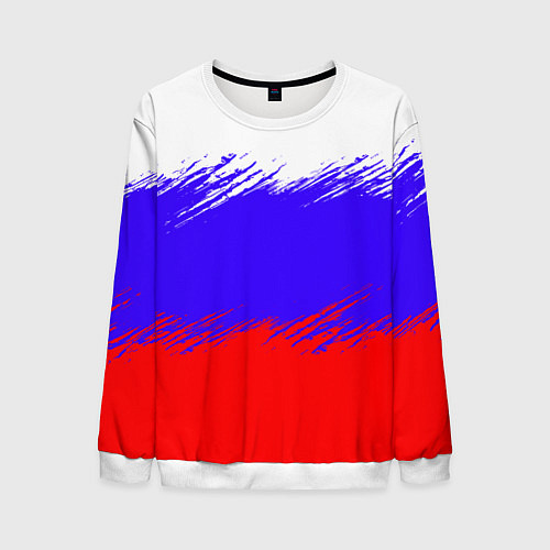 Мужской свитшот Триколор штрихи / 3D-Белый – фото 1