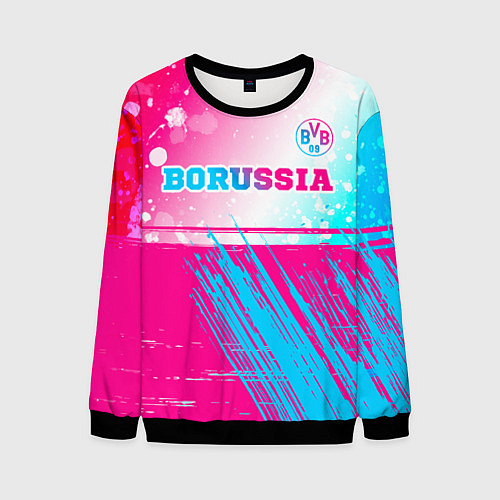 Мужской свитшот Borussia neon gradient style посередине / 3D-Черный – фото 1