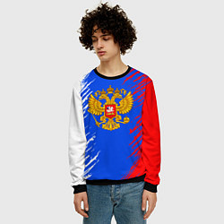 Свитшот мужской Триколор штрихи с гербор, цвет: 3D-черный — фото 2
