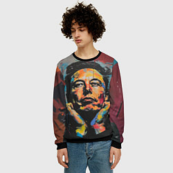 Свитшот мужской Илон Маск граффити портрет, цвет: 3D-черный — фото 2