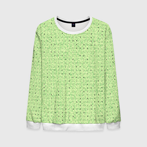Мужской свитшот Салатовый паттерн в мелкую полосочку / 3D-Белый – фото 1