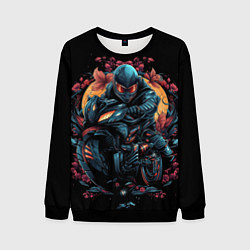 Свитшот мужской Мотоцикл в стиле киберпанк, цвет: 3D-черный