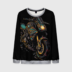 Мужской свитшот Темный мотоцикл на черном фоне