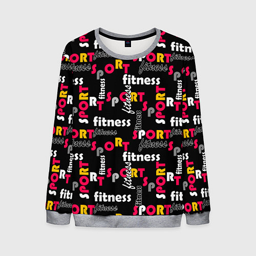 Мужской свитшот Спортивный узор желтый красный черный / 3D-Меланж – фото 1