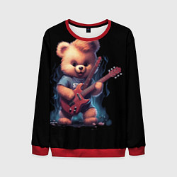 Свитшот мужской Большой плюшевый медведь играет на гитаре, цвет: 3D-красный