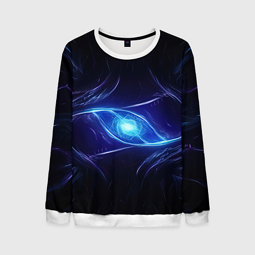 Мужской свитшот Синие магическое свечение в виде шара / 3D-Белый – фото 1