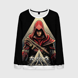 Свитшот мужской Assassins creed темный капюшон, цвет: 3D-белый