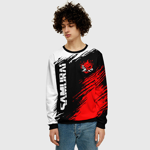 Мужской свитшот Самурай лого - киберпанк 2077 / 3D-Черный – фото 3