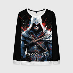 Свитшот мужской Assassins creed мазки красок, цвет: 3D-белый