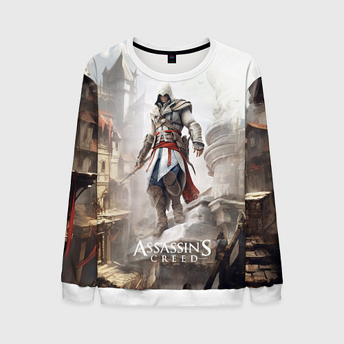 Мужской свитшот Assassins creed town / 3D-Белый – фото 1