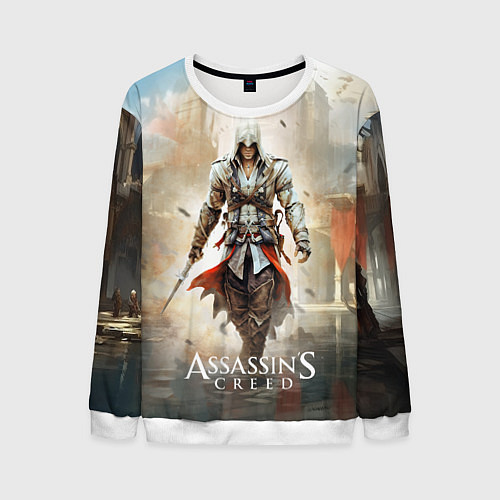 Мужской свитшот Assassins creed poster game / 3D-Белый – фото 1