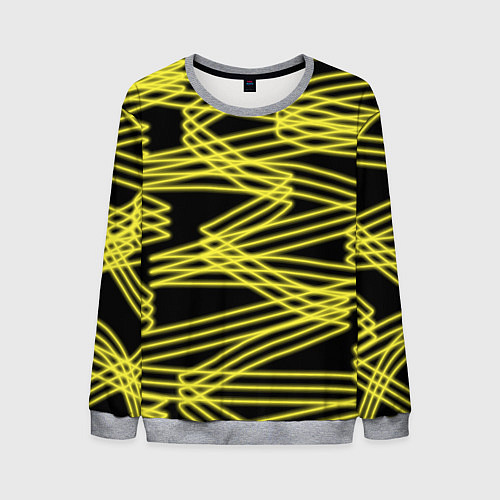 Мужской свитшот Желтые светящиеся линии / 3D-Меланж – фото 1