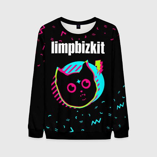 Мужской свитшот Limp Bizkit - rock star cat / 3D-Черный – фото 1