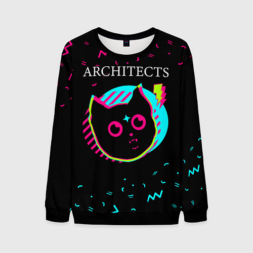 Мужской свитшот Architects - rock star cat / 3D-Черный – фото 1