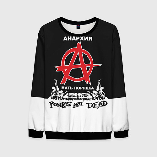 Мужской свитшот Анархия - Punks not dead / 3D-Черный – фото 1