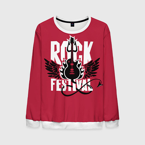 Мужской свитшот Рок фестиваль - гитара / 3D-Белый – фото 1