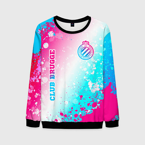 Мужской свитшот Club Brugge neon gradient style вертикально / 3D-Черный – фото 1